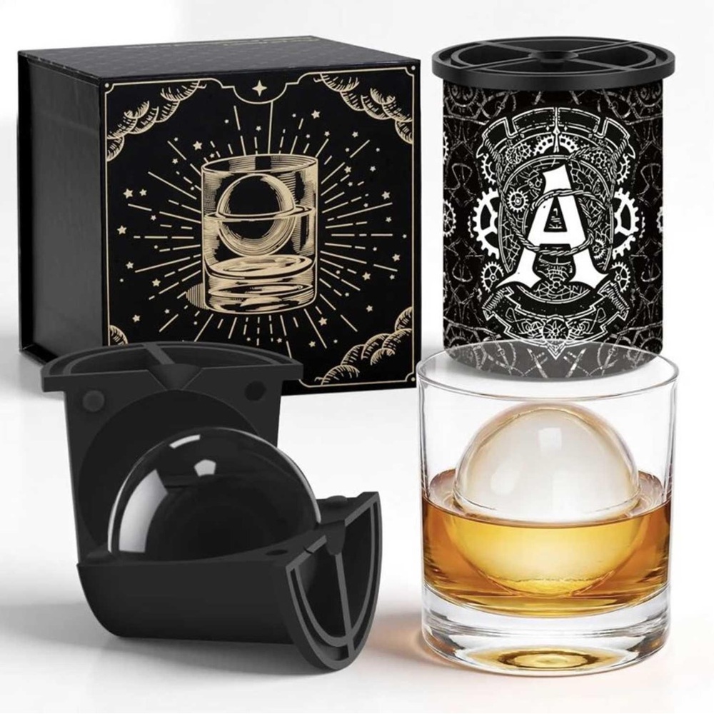 NEW Letter (C / S) 2.5” Clear Ice Ball Maker Cup for Whiskey / Bourbon - READ